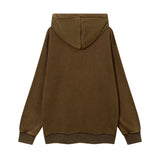 Men Fleece Lined Hoodie Washed Men's Loose Casual Letter Printed Hoodie Winter