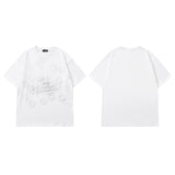 Men T Shirt Five-Pointed Star Letter Print Couple Half Sleeve T-shirt Vintage Distressed Short Sleeve