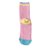 Kapital Sock Pingtian Hehong Geophone Line Double Needle Smiley Face Socks Color Matching Fashion All-Match Ladies