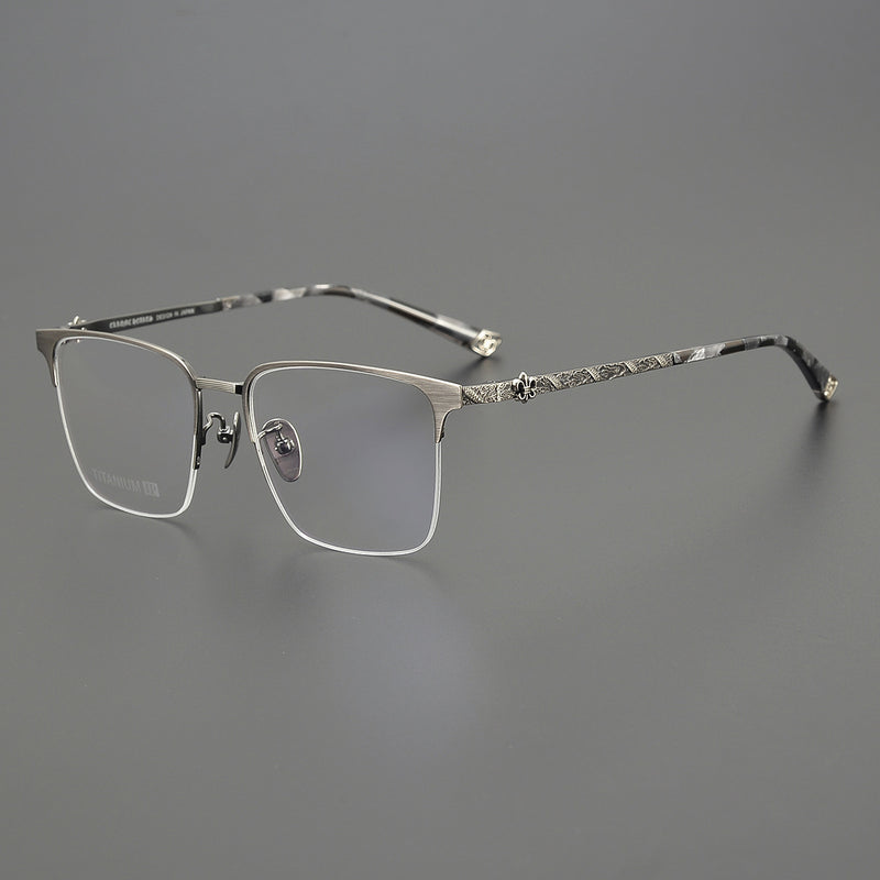 CHH Chrome Hearts Glasses fashion pure titanium dragon pattern carved half frame glasses