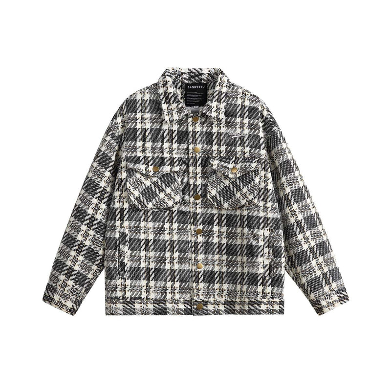 Unisex Jacket Fall Plaid Contrast Color Casual Jacket Women's Clothing