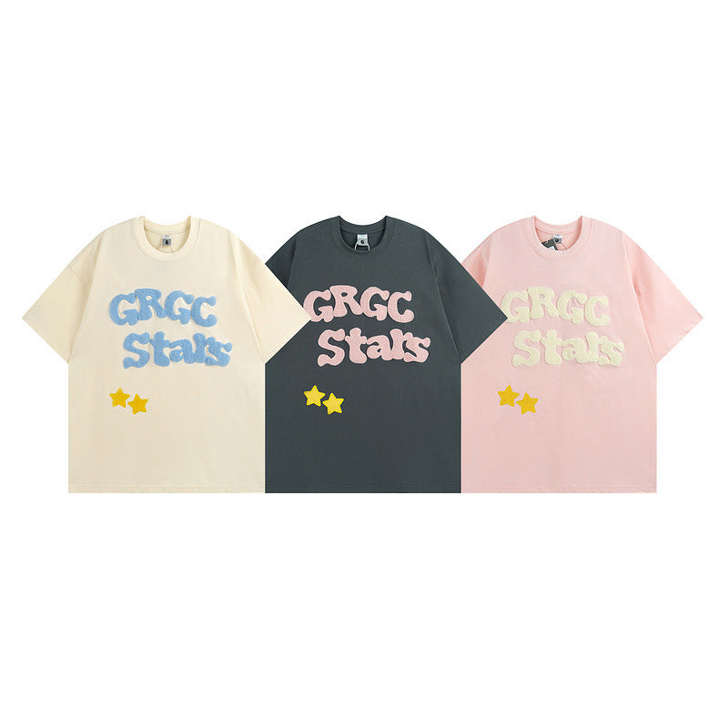 Men T Shirt Street Towel Casual All-Match Short-Sleeved T-shirt Men and Women