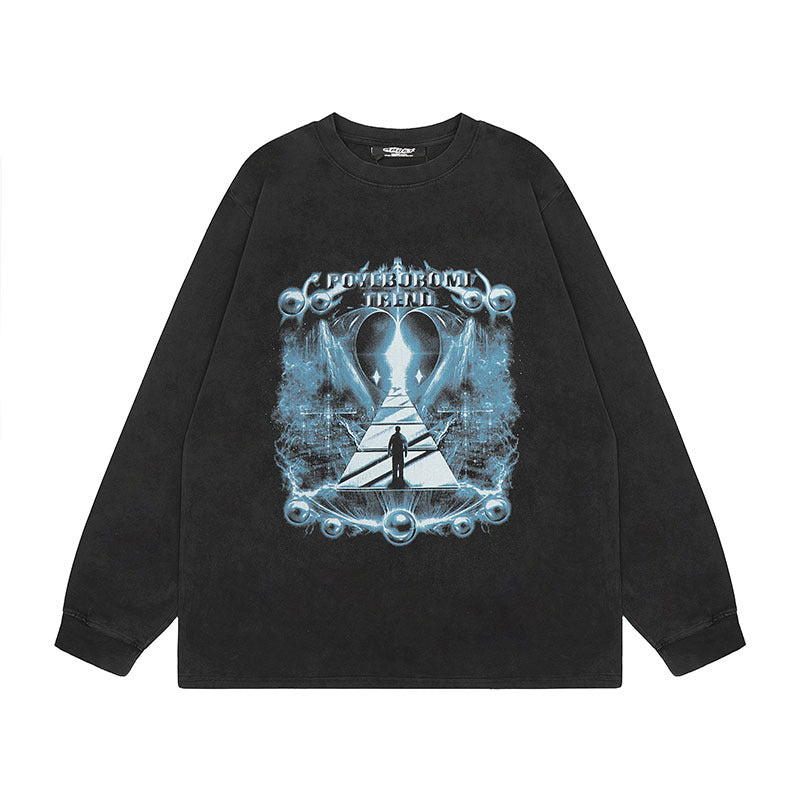 Men Long Sleeve Shirt Long Sleeve T-shirt Men and Women Street Trendy Brand Distressed Bottoming Top