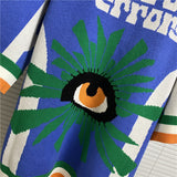 House Of Errors T-Shirt Eye of Truth Blue Five-Color Jacquard Polo Neck Knitted Sweater T-Shirt