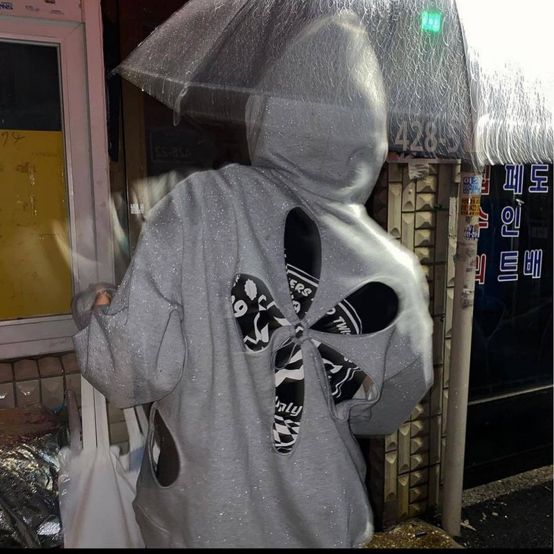 Women Co-Ord Set Hooded Hollow Loose Hooded Sweater Personality