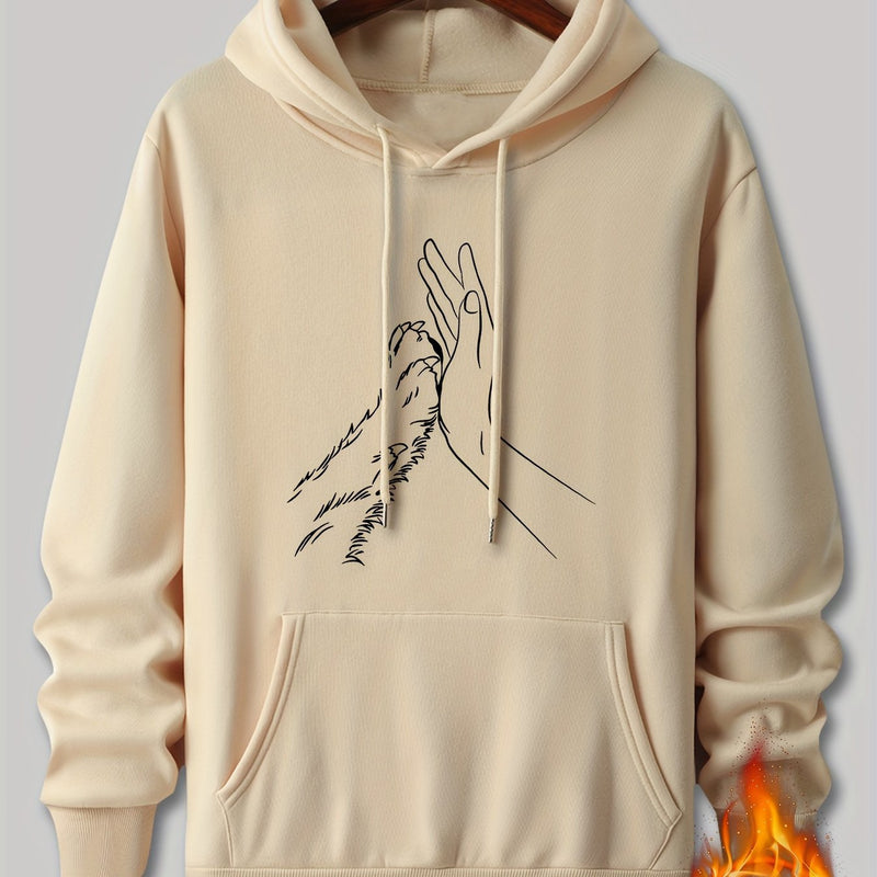 Hand Animal Paw Print Men_s Pullover Round Neck