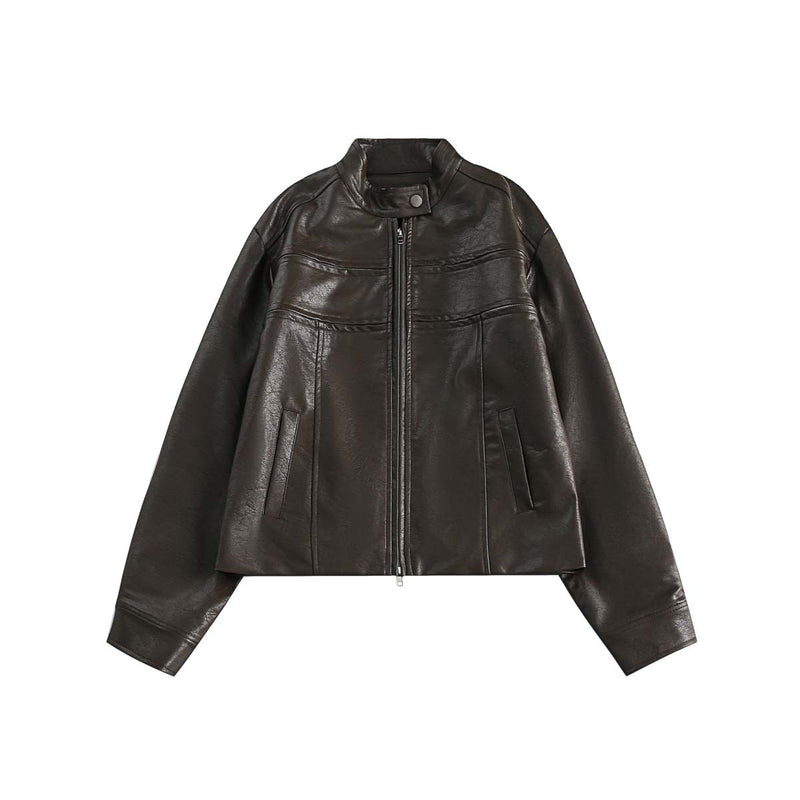 Unisex Jacket Autumn Retro Shoulder Pu Coat Women's Clothing