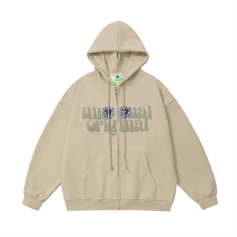 Men Hoodie Loose Casual Hooded Zipper Coat Autumn and Winter