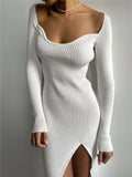 Women Sweater Dress Woolen Skirt Skinny Knit Bottoming Autumn and Winter Dress