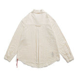 Men Long Sleeved T Shirt Striped Long Sleeve Lapel Shirt Men's Spring and Autumn High Street Casual Shirt Outer Wear