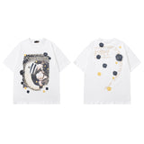 Men T Shirt Cartoon Graffiti Printing Short-Sleeved T-shirt Casual All-Matching Men and Women