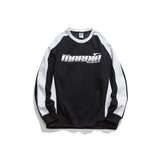 Unisex Hoodie Retro Patchwork Contrast Color Coat Men's and Women's round Neck Sweater