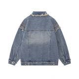 Men Denim Jacket Men's Clothing Washed and Worn Denim Jacket Coat