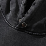 Men Hoodie Printed Hoodie Men's Loose Long Sleeve Washed Old Broken Hooded Top