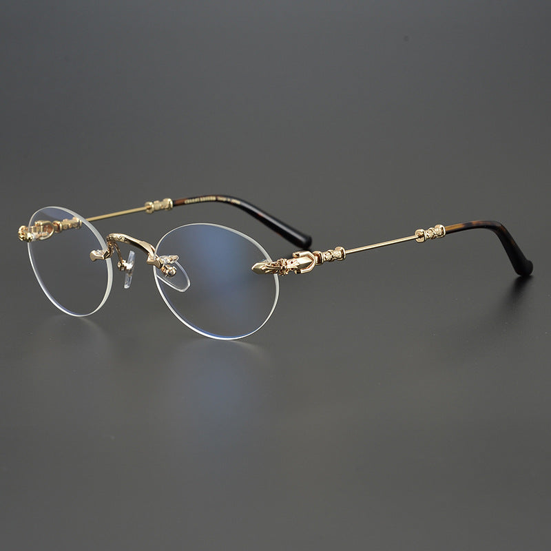 CHH Chrome Hearts Glasses Versatile Plated Vintage Round Glasses Frame Myopia Glasses Frame