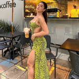 Jungle Print Maxi Dress Sexy Backless Spaghetti Straps Dress