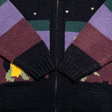 Kapital Sweater Vintage Cartoon Zipper Knitted Cardigan Color Matching Casual Style Loose Turtle Coat