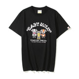 Bathing Ape Summer plus Size Loose Cartoon Anime Print Men's and Women's Short-Sleeved T-shirt