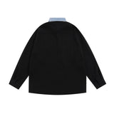 Men Long Sleeved T Shirt Embroidered Letter Long Sleeve Shirt Men's Loose Casual Contrast Color Shirt Spring and Autumn