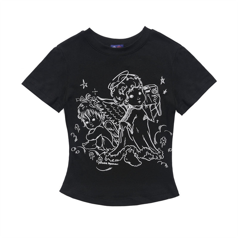 Women T-shirt Printed Short-Sleeved T-shirt for Girls Summer O-neck Short