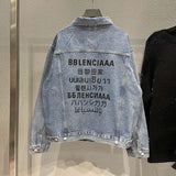 Graffiti Bomber Jacket Graffiti Cola Embroidery Denim