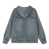 Men Denim Jacket Washed Do the Old Cowboy Hooded Sweater Spring and Autumn Loose