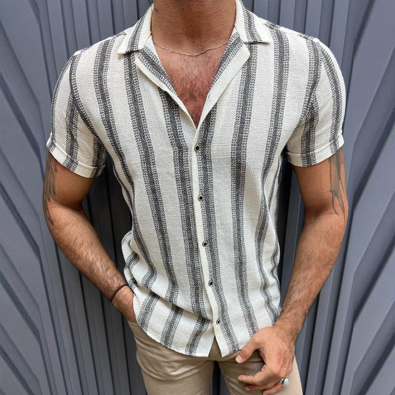 Men Shirt Fashion Casual Striped Loose