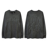 Men Long Sleeve Shirt Embroidered Long Sleeve T-shirt Retro Loose Base Hoodie Men and Women