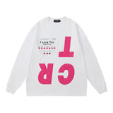 Men Long Sleeve Shirt Dopamine Couple Long Sleeve T-shirt Retro Loose Casual