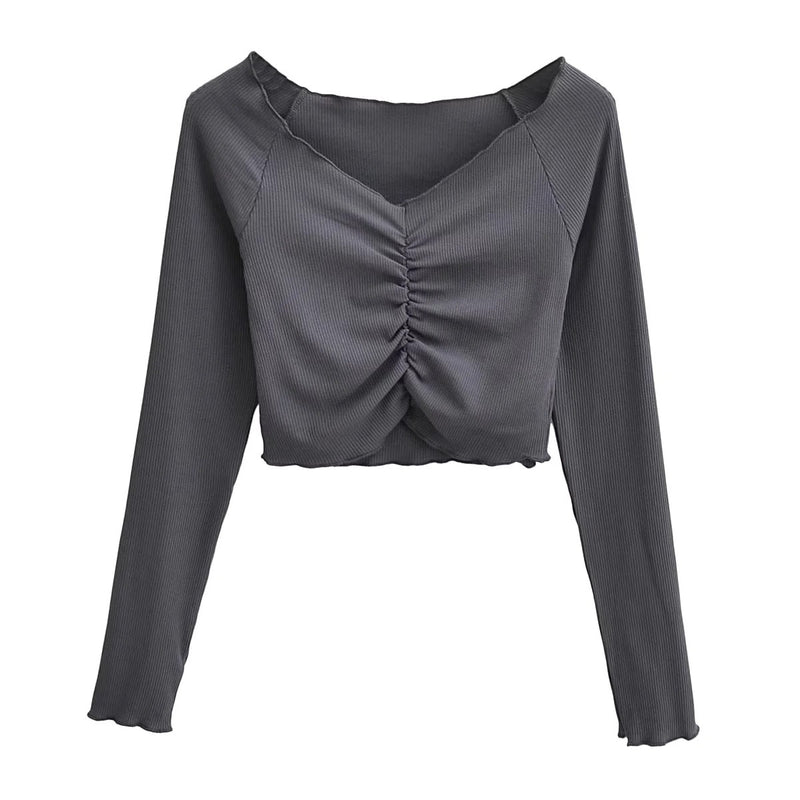 Women T-shirt Short-Sleeved T-shirt Women's Autumn High Waist Top