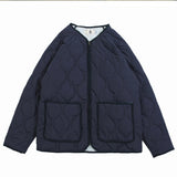 Men Cotton Padded Jacket Coat Retro Workwear Cotton Coat Jacket Men's Loose Collarless Jacket