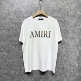 Amiri T Shirt Leopard Print Letter Print Round Neck