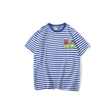 Bathing Ape T Shirt Cartoon Round Neck Summer Printed Large Size Short Sleeve Casual Striped T-shirt