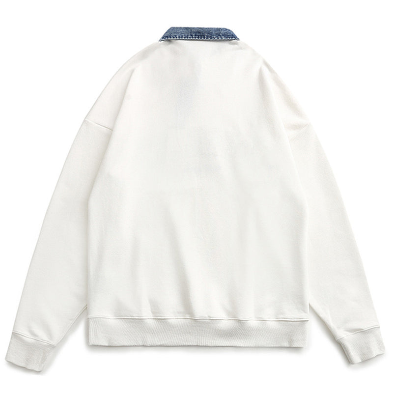 Men Fleece Lined Hoodie Multicolor Hoodie Men's Ins Loose Letter Embroidery Polo Top