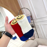 Kapital Sock Hitian Hehong Heel Smiley Face Socks Ins Trendy Street Mid-Calf Autumn and Winter Wool Thick Thread Knitted Socks