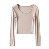 Women T-Shirt Long-Sleeved T-shirt Fall Slim Fit Bottoming Shirt