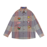 Men Long Sleeved T Shirt Plaid Long Sleeve Shirt Men Spring and Autumn Leisure Baggy Coat