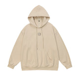 Men Hoodie Turtleneck Hooded Sweater Simple Letter Embroidered Long Sleeve Loose Pullover Hoodie