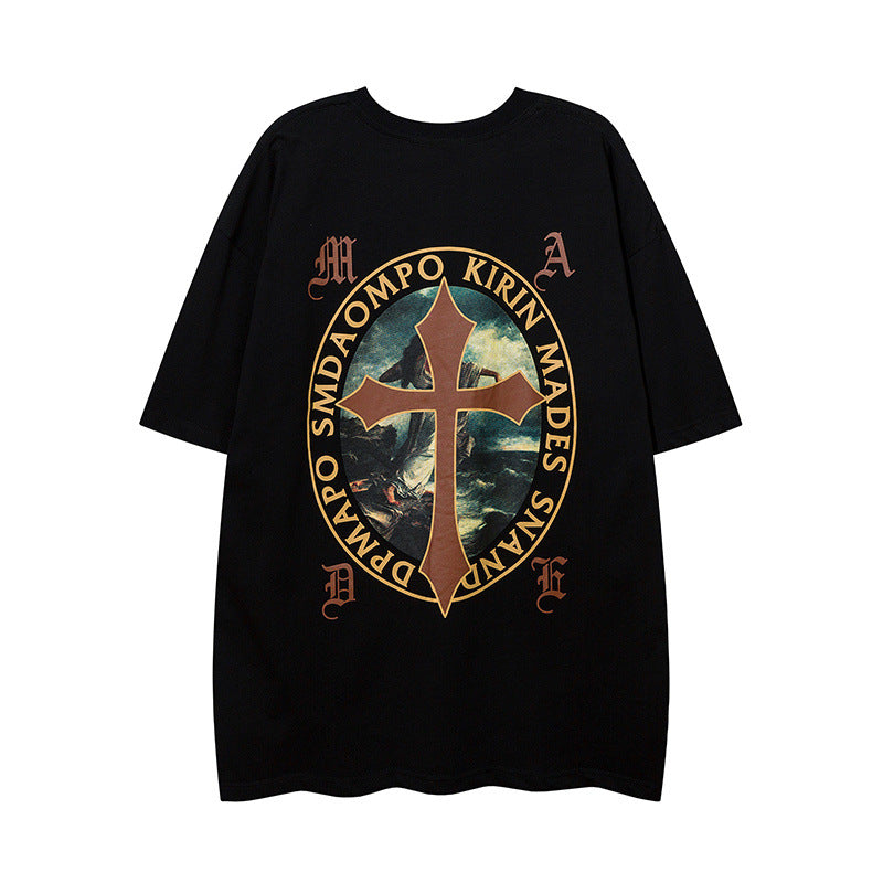 Men T Shirt Printed Short Sleeve Men's and Women's Loose Vintaget T-shirt
