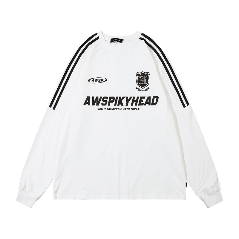 Men Long Sleeve Shirt Retro Long Sleeve T-shirt Men and Women College Style Retro Sports