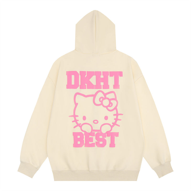 Men Hoodie Cartoon Animal Cat Printing Sweater Coat