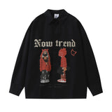 Men Long Sleeved T Shirt Printed Long Sleeve Shirt Men Spring and Autumn Loose Casual Outerwear Coat Shirt