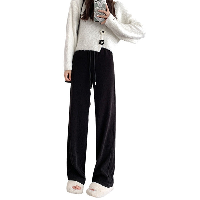 Palazzo Pants Maillard Wide-Leg Pants Women's Autumn and Winter Leisure Loose Straight Corduroy Chenille Pants