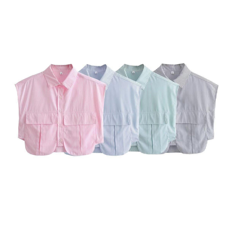 Women T-Shirt Striped Stitching Loose Shirt Top