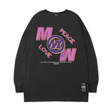 Men Long Sleeve Shirt Cartoon Printed Loose Long Sleeves T-shirt Men's Ins Street