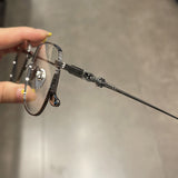 CHH Chrome Hearts Glasses Pure Titanium Ultra-light Square Gold Silk Edge Big Face Myopia Glasses Frame
