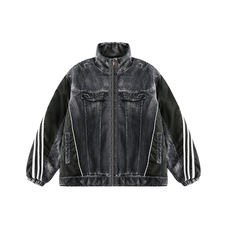 Unisex Jacket Winter Denim Stitching Cotton Jacket