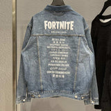 Graffiti Bomber Jacket Graffiti Cola Embroidery Denim