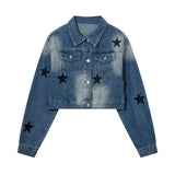 Men Denim Jacket XINGX Embroidered Spray Denim Jacket Men and Women Couple Jacket Spring and Autumn