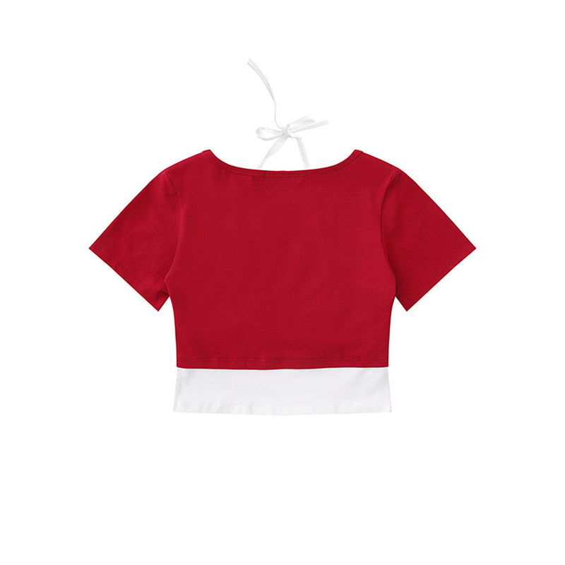 Women's T-shirt Short-Sleeved T-shirt Women's Color Matching Letters Casual